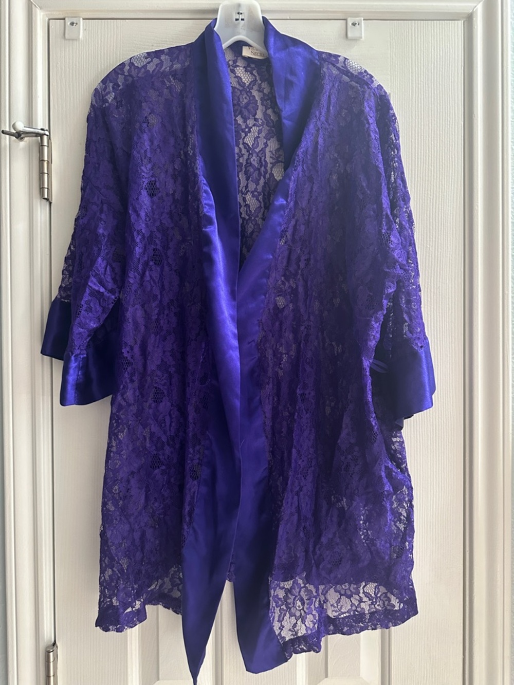 Victoria's Secret Gold Label 80s Purple Lace Kimono Robe OS Witchy Goth Coquette